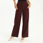 Maroon Elegant Plain Pants for Women Image