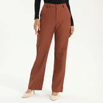 Red Brown Elegant Plain Pants for Women Image