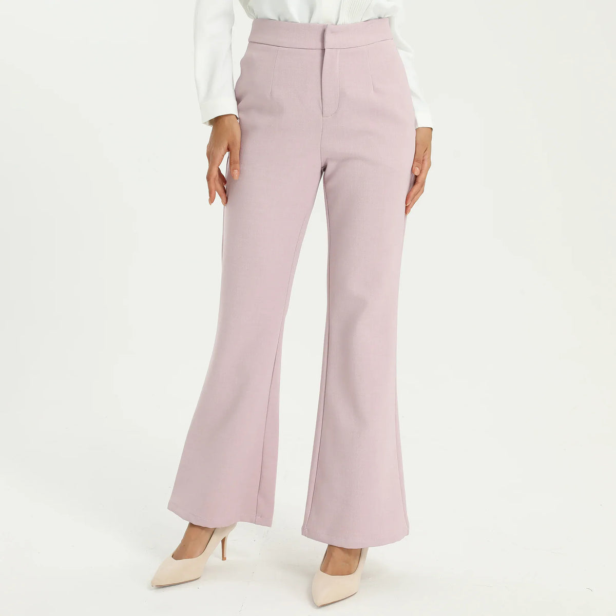 Pink Elegant Solid Pants for Women Image