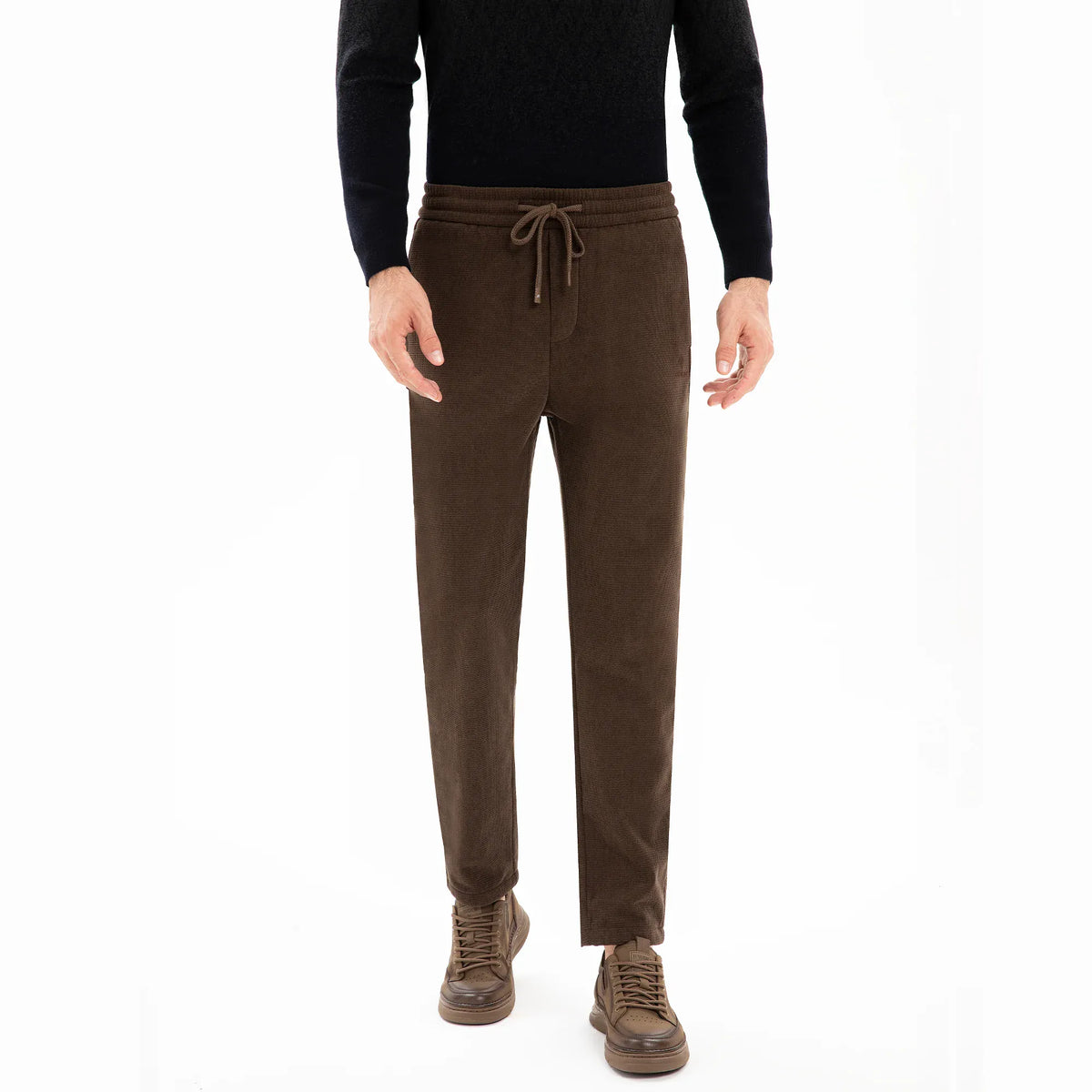 Coffee Elegant Classic Pants for Men Image