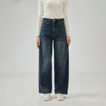 Wide-Leg Mid-Wiast Jeans Pants for Women Image