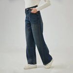 Wide-Leg Mid-Wiast Jeans Pants for Women Image