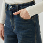 Wide-Leg Mid-Wiast Jeans Pants for Women Image