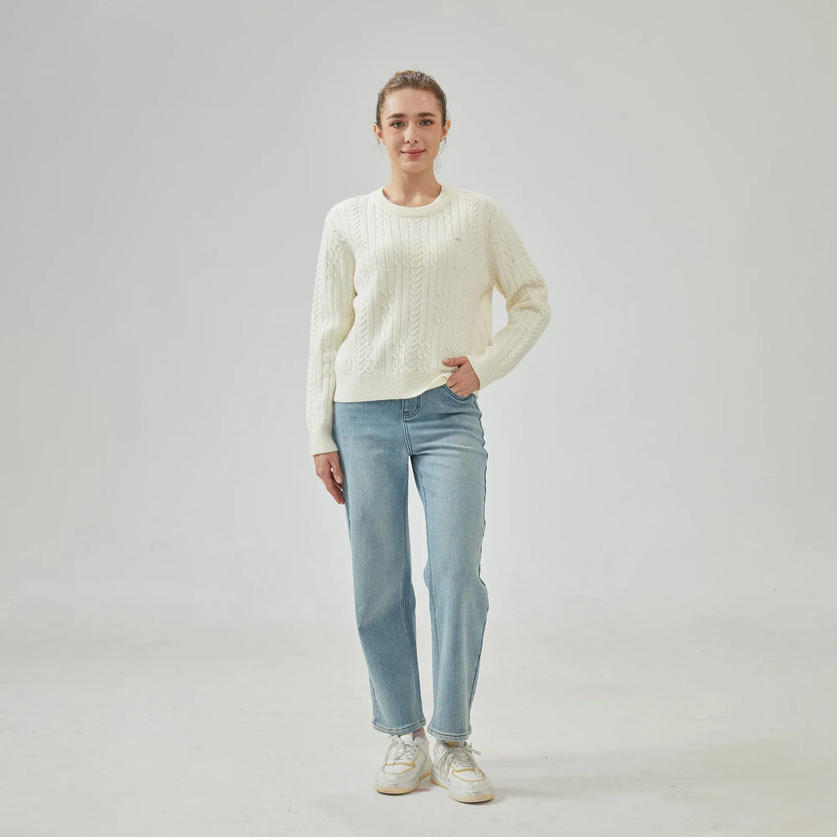 Straight-Leg Mid-Wiast Jeans Pants for Women Image