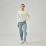 Straight-Leg Mid-Wiast Jeans Pants for Women Image