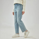 Straight-Leg Mid-Wiast Jeans Pants for Women Image