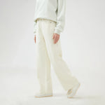 Wide-Leg Mid-Wiast Plain Pants for Women Image