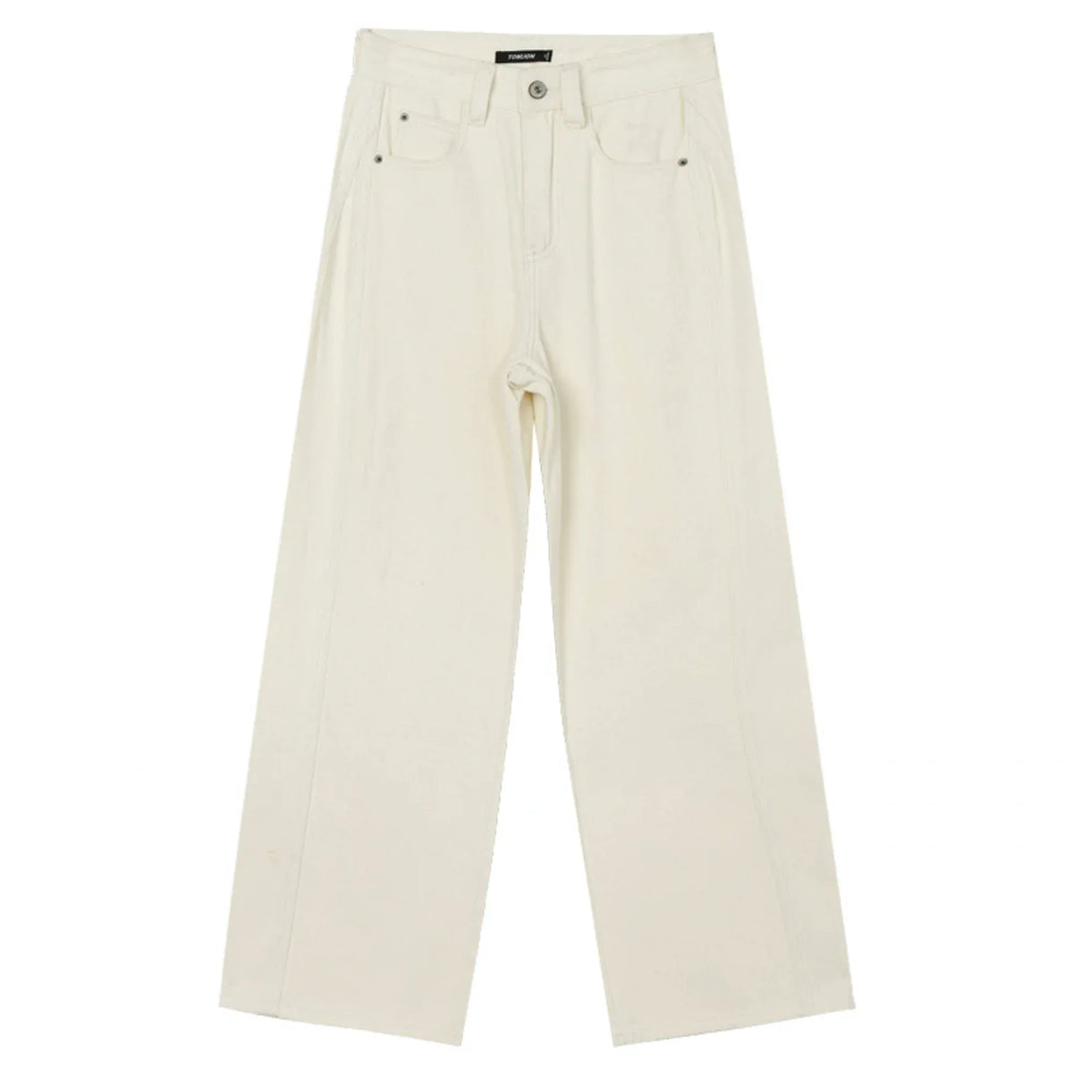Wide-Leg Mid-Wiast Plain Pants for Women Image