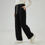 Wide-Leg Mid-Wiast Plain Pants for Women Image