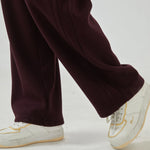 Wide-Leg Mid-Wiast Plain Pants for Women Image