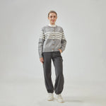 Ankle-Tied Mid-Wiast Embroidery Pants for Women Image