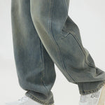 Straight-Leg Mid-Wiast Jeans Pants for Men Image