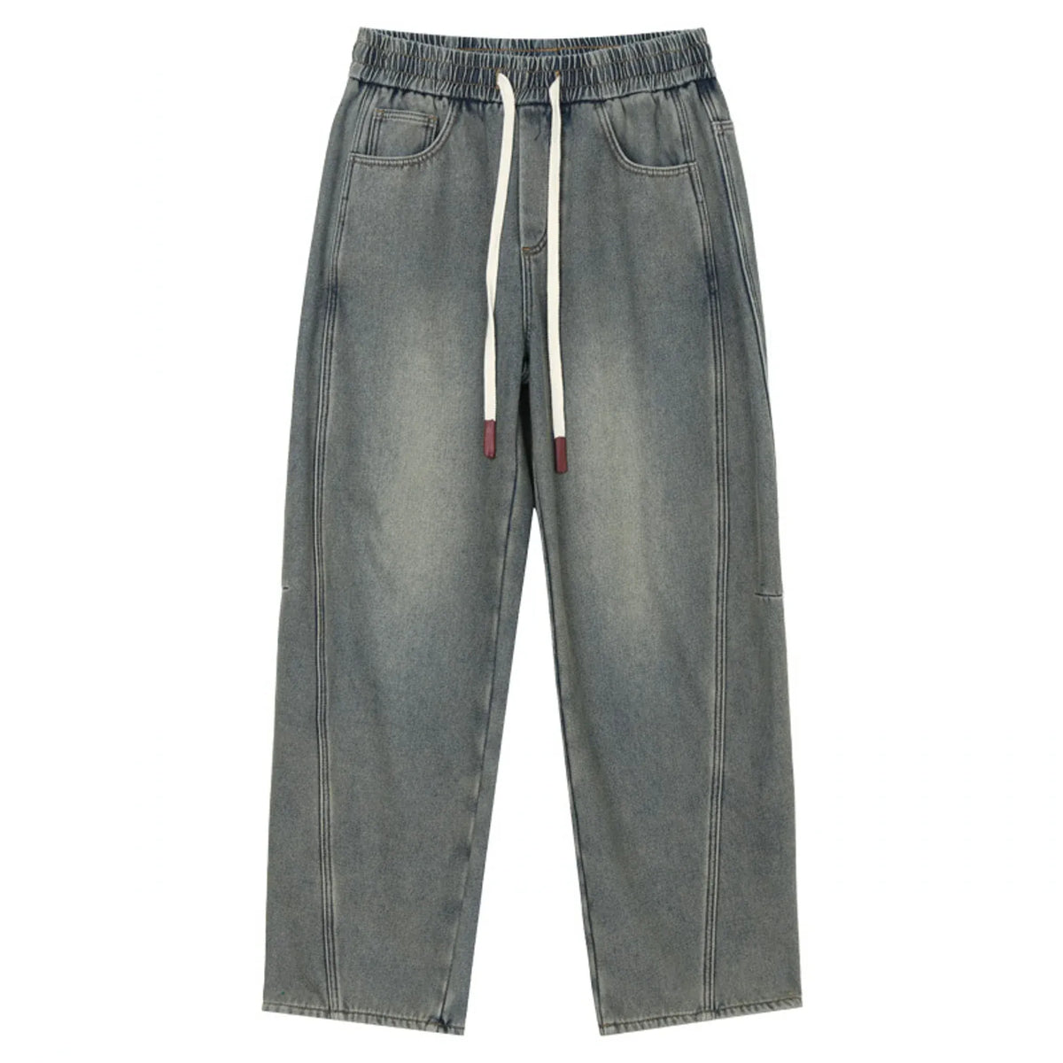 Straight-Leg Mid-Wiast Jeans Pants for Men Image