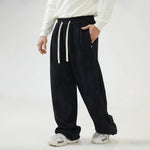 Black Baggy Mid-Wiast Tie-Dye Pants for Men Image