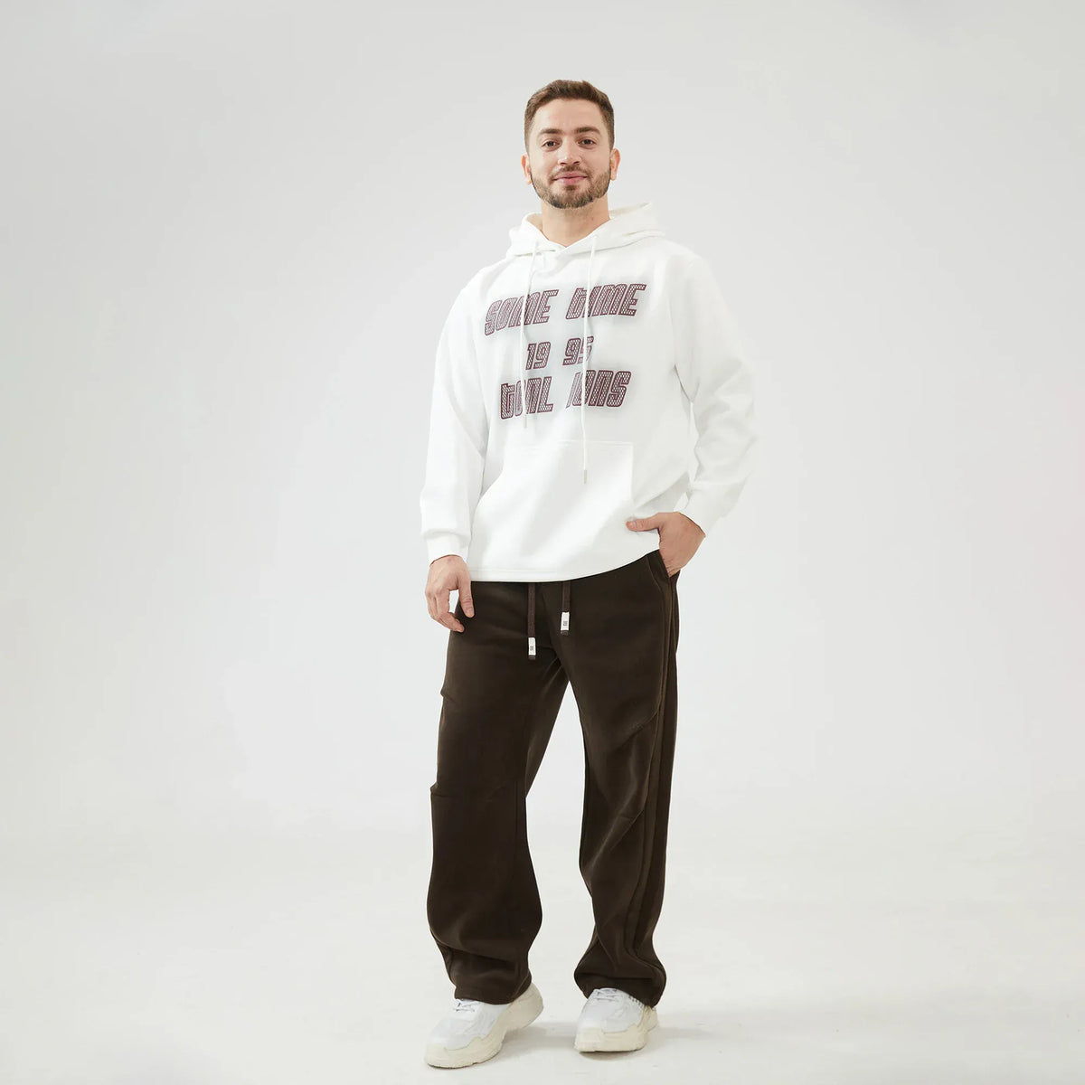 Baggy Mid-Wiast Solid Pants for Men Image
