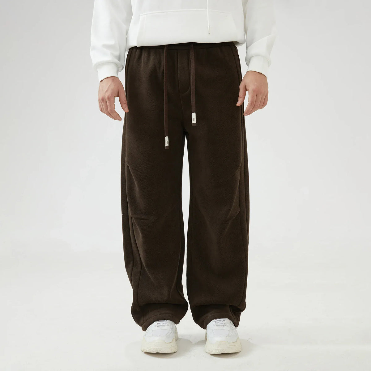 Baggy Mid-Wiast Solid Pants for Men Image