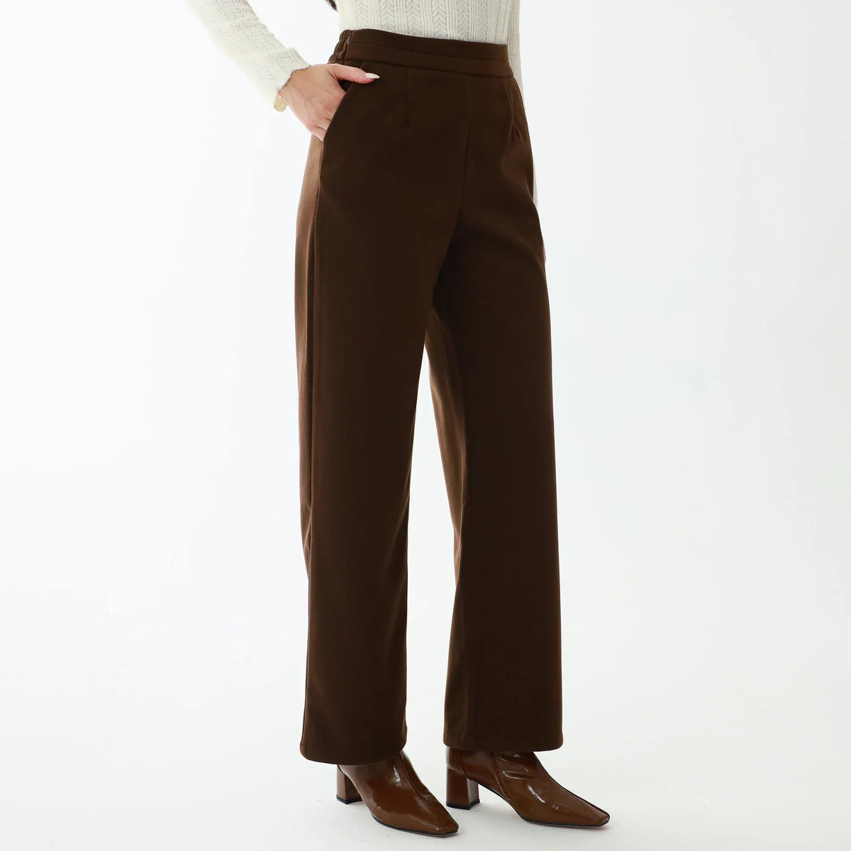 Coffee Elegant Plain Pants for Women Image