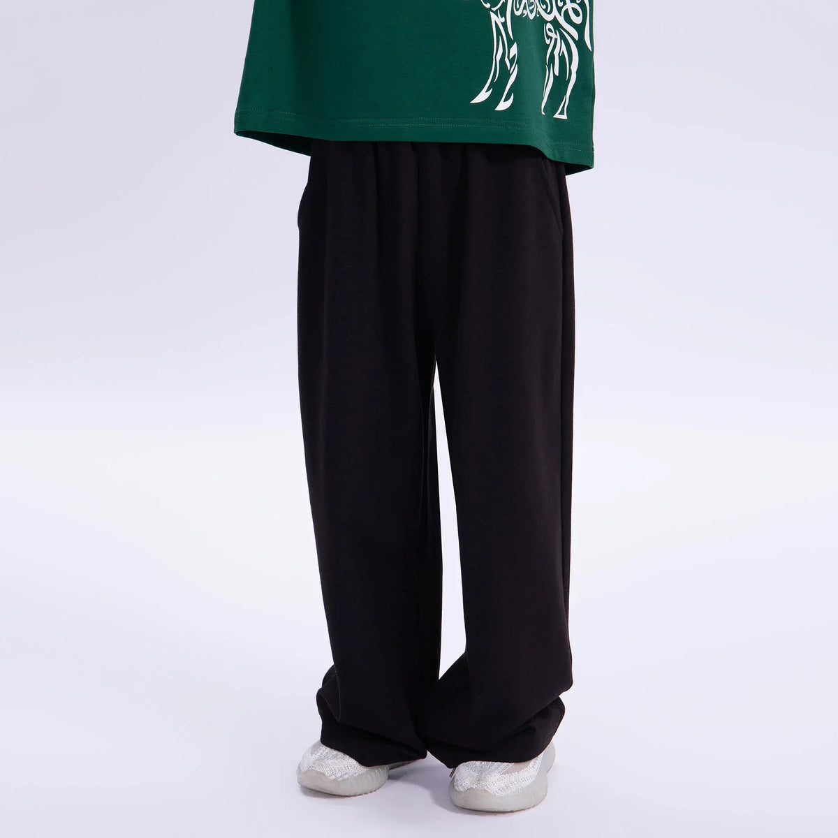 Black Plain Casual Pants for Boys Image