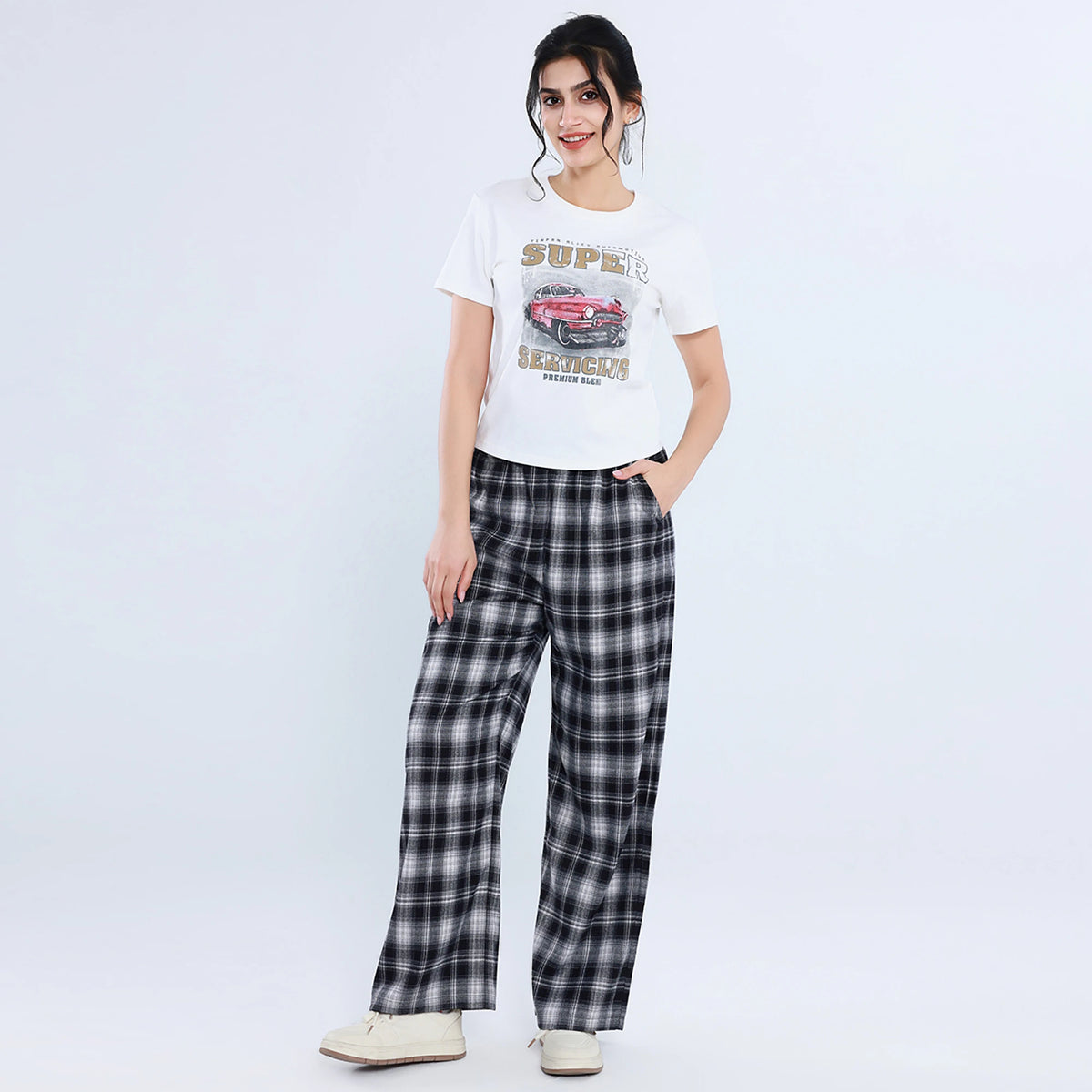 Casual Checked Pants for Women