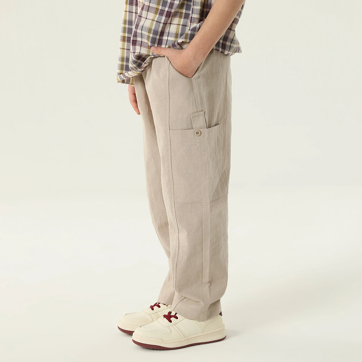 بنطال كاجوال سادة بخصر مطاطي للأولاد