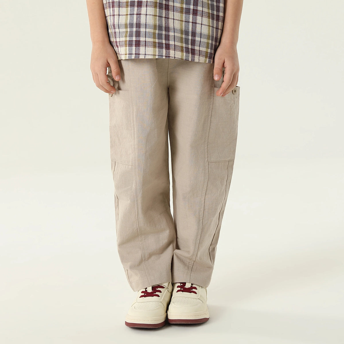 بنطال كاجوال سادة بخصر مطاطي للأولاد