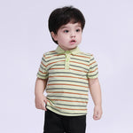 Yellow Green Striped Polo Shirt for Baby Boy Image