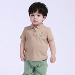 Beige Embroidery Polo Shirt for Baby Boy Image