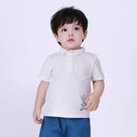 Off White Printed Polo Shirt for Baby Boy Image