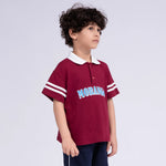 Maroon Printed Polo Shirt for Boys Image