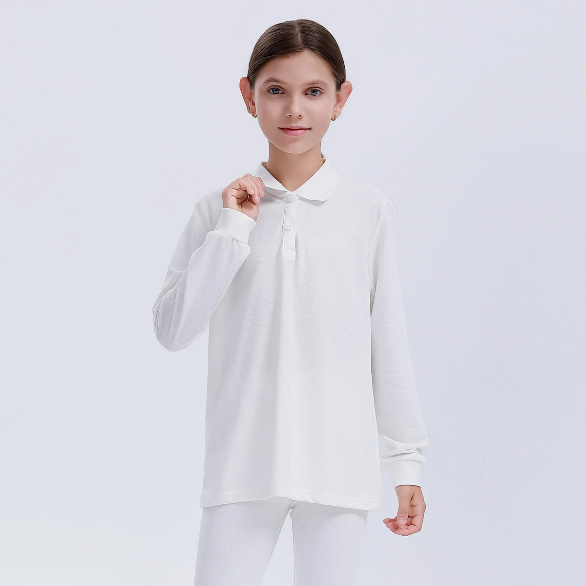 White Embroidery Uniform Polo Shirt for Girls Image