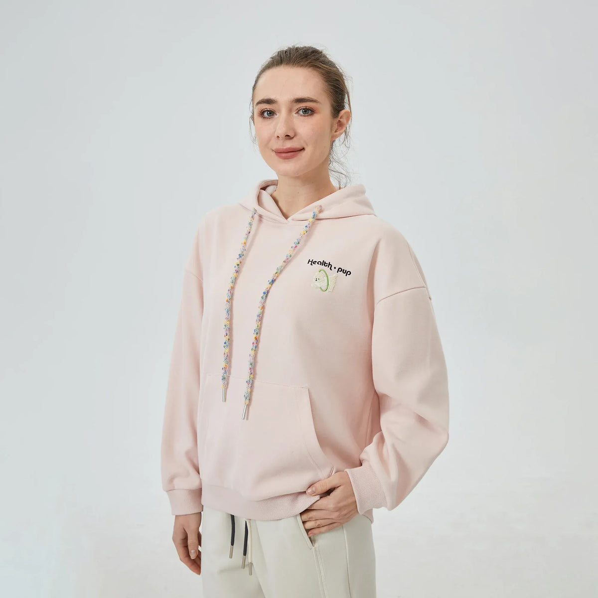 Pink Embroidery Hoodie for Women Image