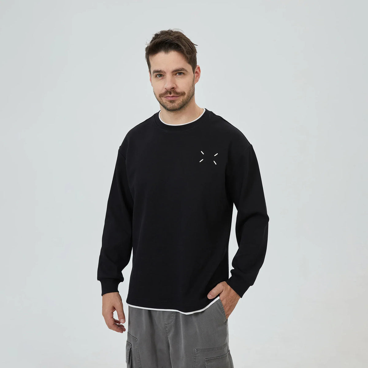 Black Printed Sweatshirt for Men Image