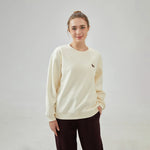 Off White Embroidery Loose Drop-Shoulder Sweatshirt with Circular for Women Image