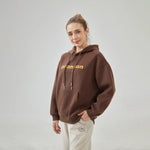 Coffee Embroidery Loose Drop-Shoulder Hoodie with With Hood for Women Image