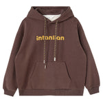 Embroidery Loose Drop-Shoulder Hoodie with With Hood for Women Image