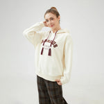 Embroidery Loose Drop-Shoulder Hoodie with With Hood for Women Image
