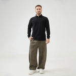 Plain Regular Sleeve Sweatshirt with Stand Collar for Men Image