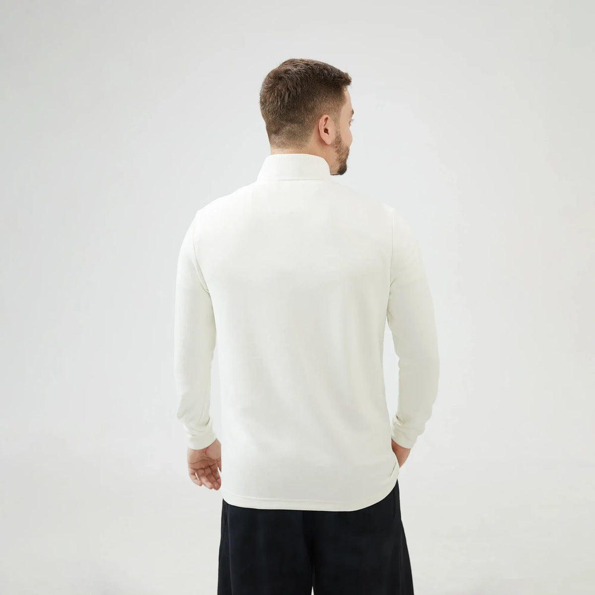 Plain Regular Sleeve Sweatshirt with Stand Collar for Men Image