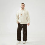 Embroidery Loose Drop-Shoulder Hoodie with With Hood for Men Image