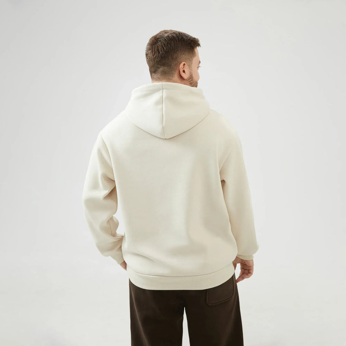 Embroidery Loose Drop-Shoulder Hoodie with With Hood for Men Image