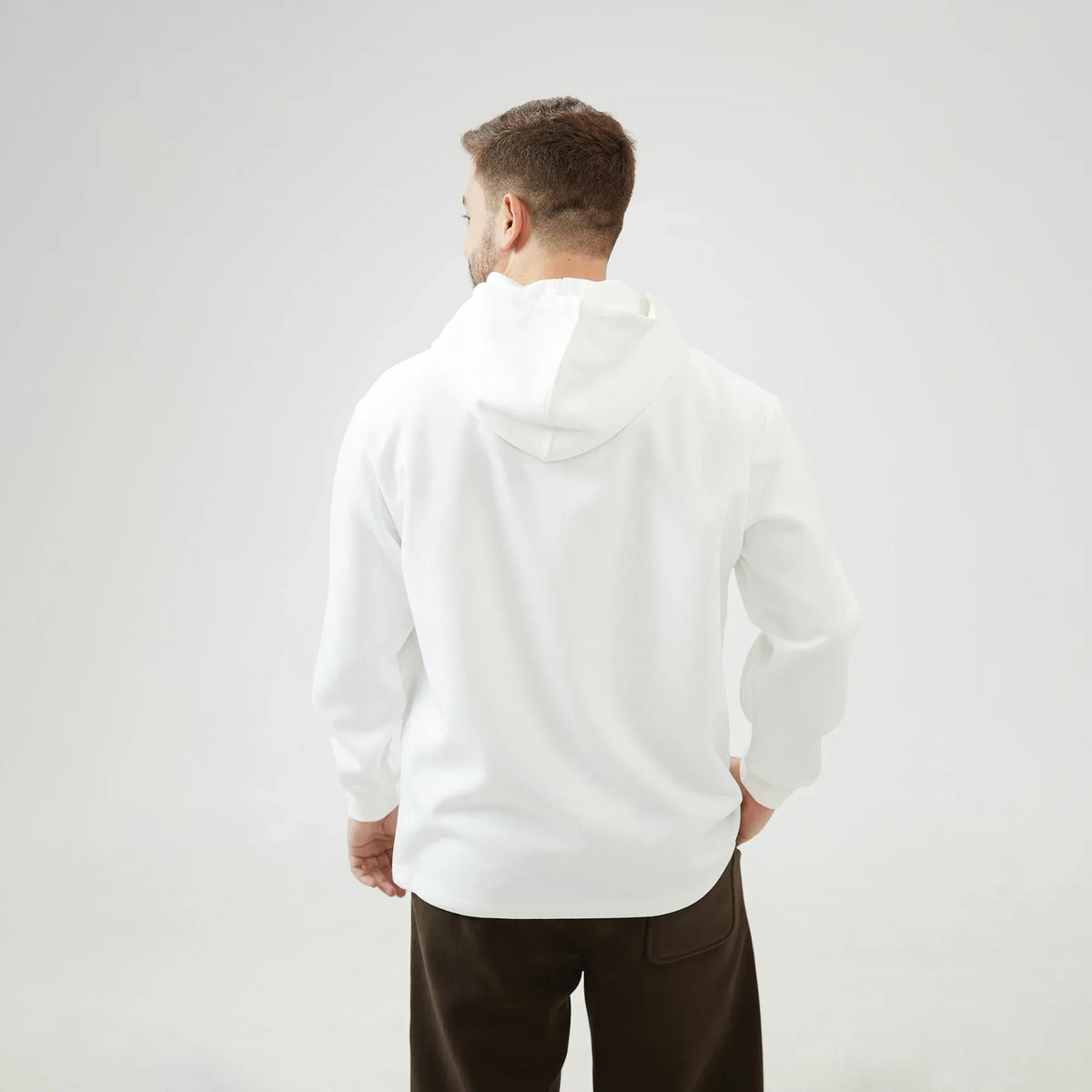 Embroidery Loose Drop-Shoulder Hoodie with With Hood for Men Image