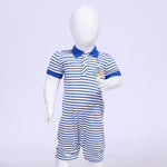 Blue Striped Romper for Baby Boy Image
