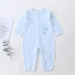 Blue Printed Pajamas Romper for Baby Image