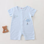 Blue Printed Pajamas Romper for Baby Image