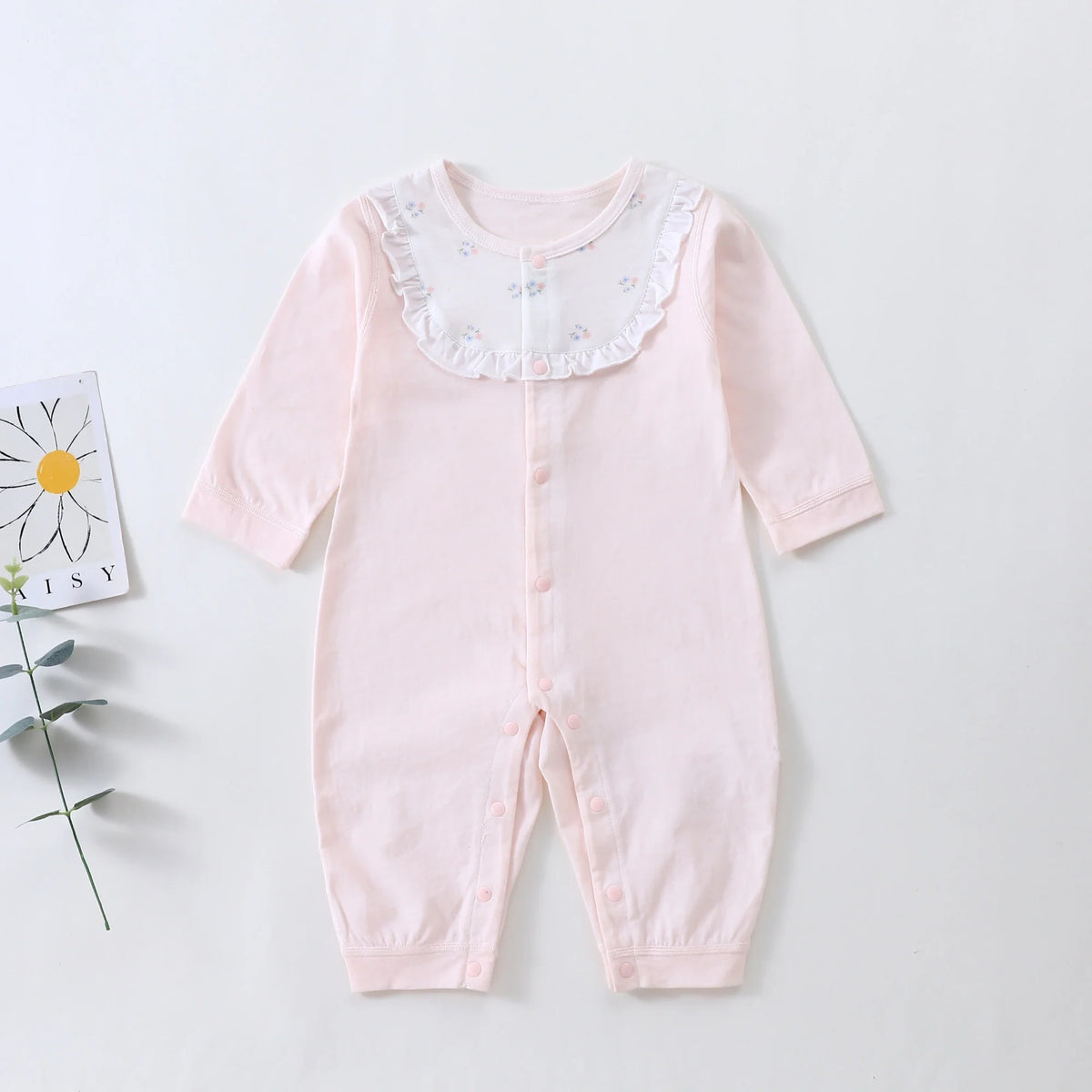 Pink Floral Pajamas Romper for Baby Image
