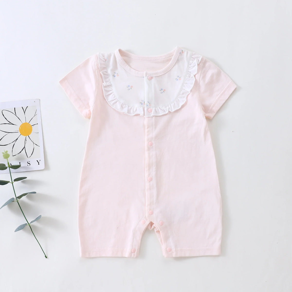 Pink Floral Pajamas Romper for Baby Image
