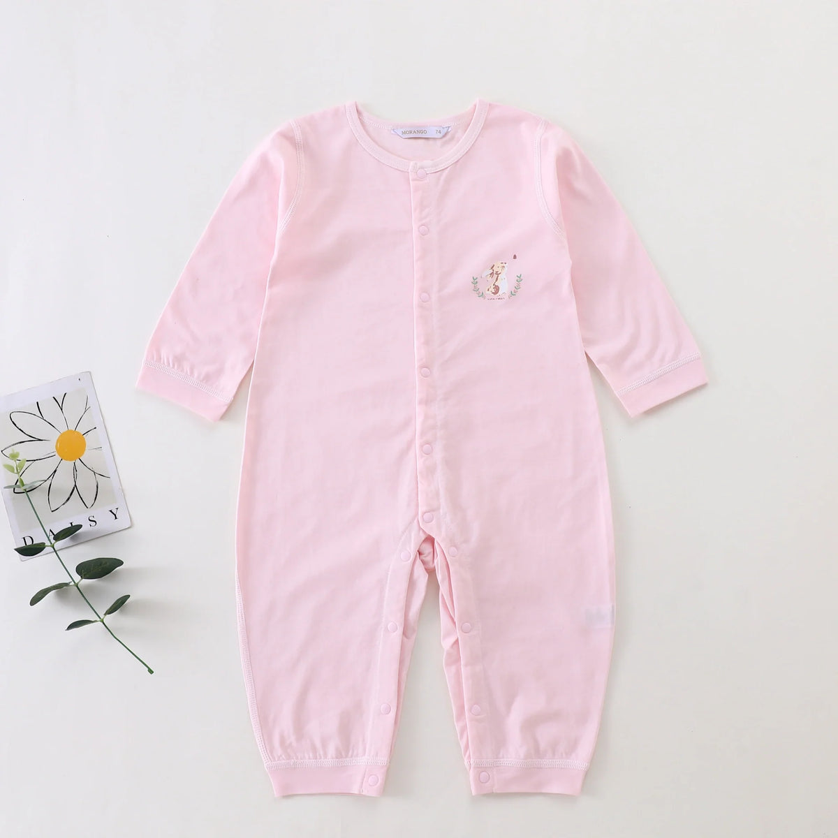 Pink Printed Pajamas Romper for Baby Image