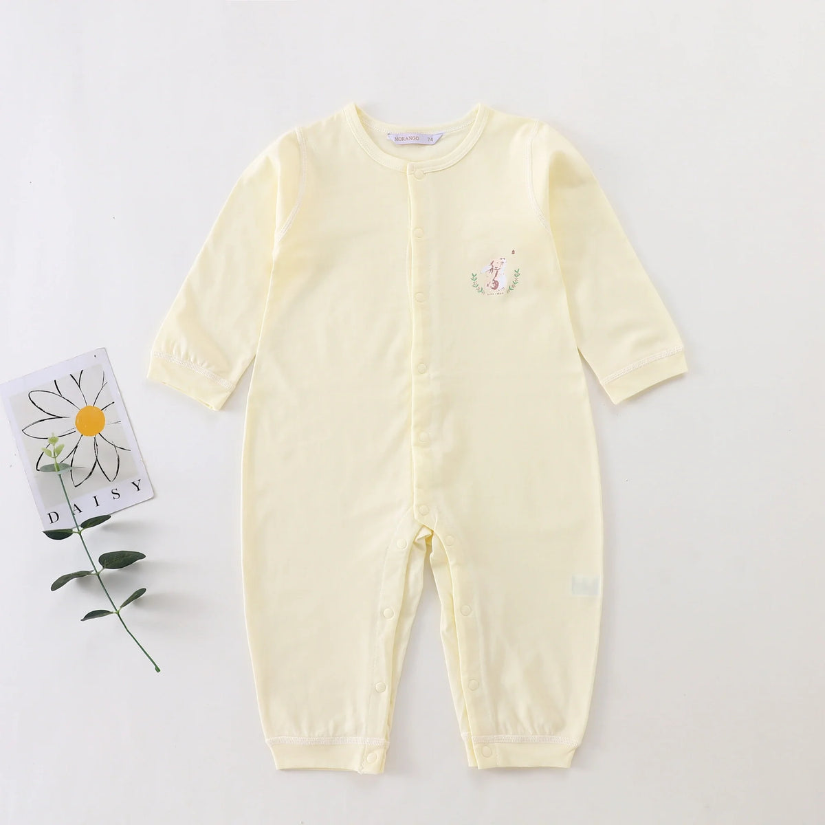 Yellow Printed Pajamas Romper for Baby Image