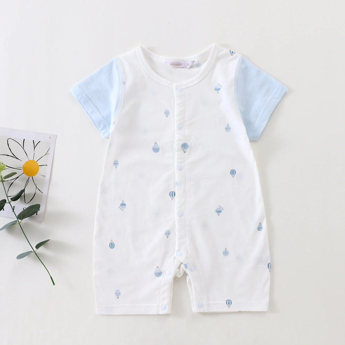 Blue Printed Pajamas Romper for Baby Image