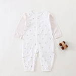 Khaki Printed Pajamas Romper for Baby Image